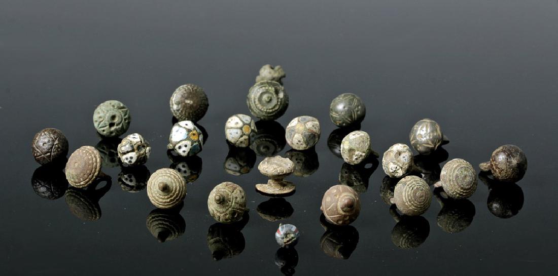 Group of 22 Viking Buttons - Bronze, Silver, Enamel (1 of 4)