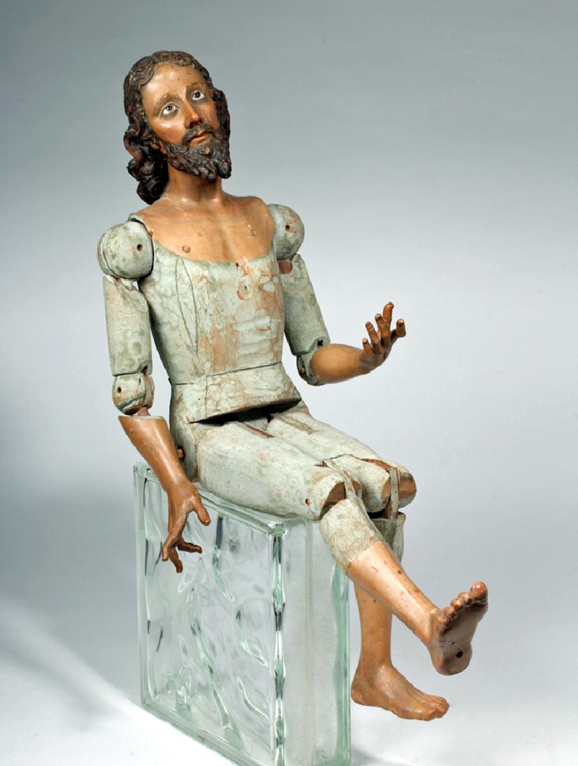 19th C. Mexican Large Wooden Articulated Jesus (1 of 10)