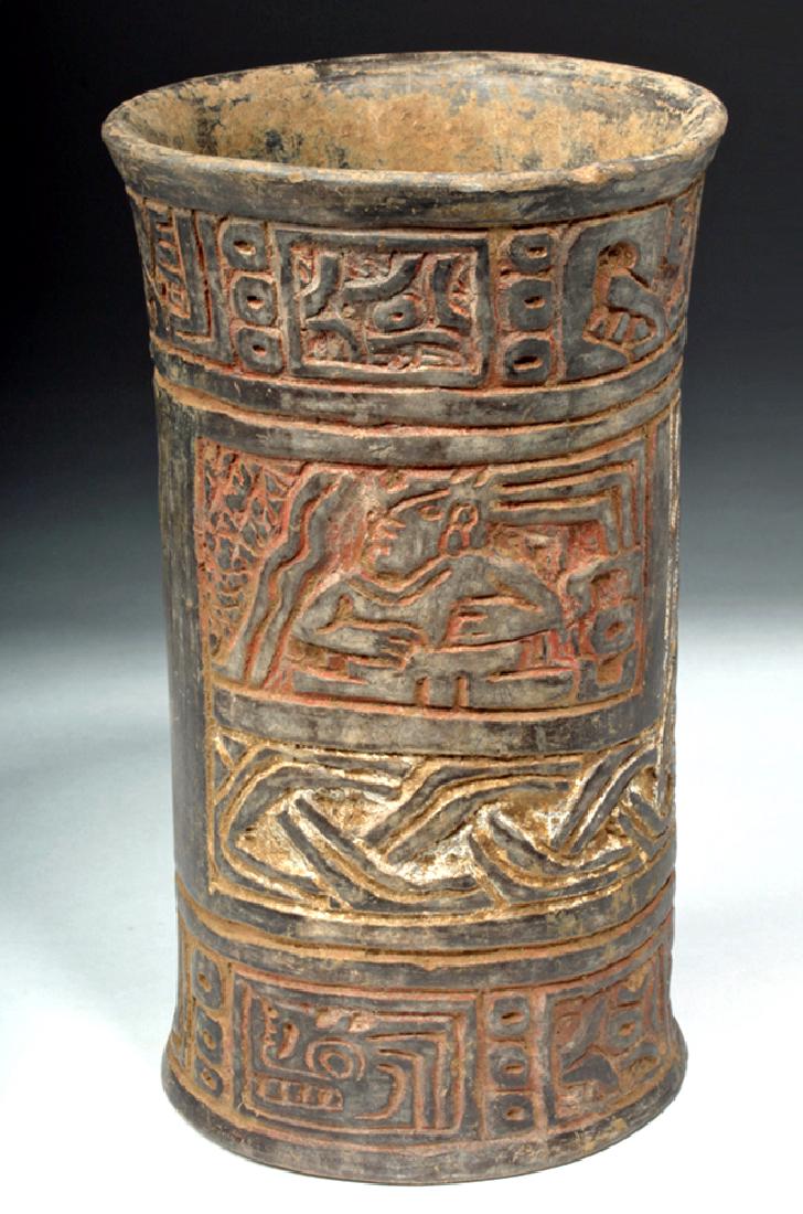 Mayan Tiquisate Carved Blackware Cylinder (1 of 6)