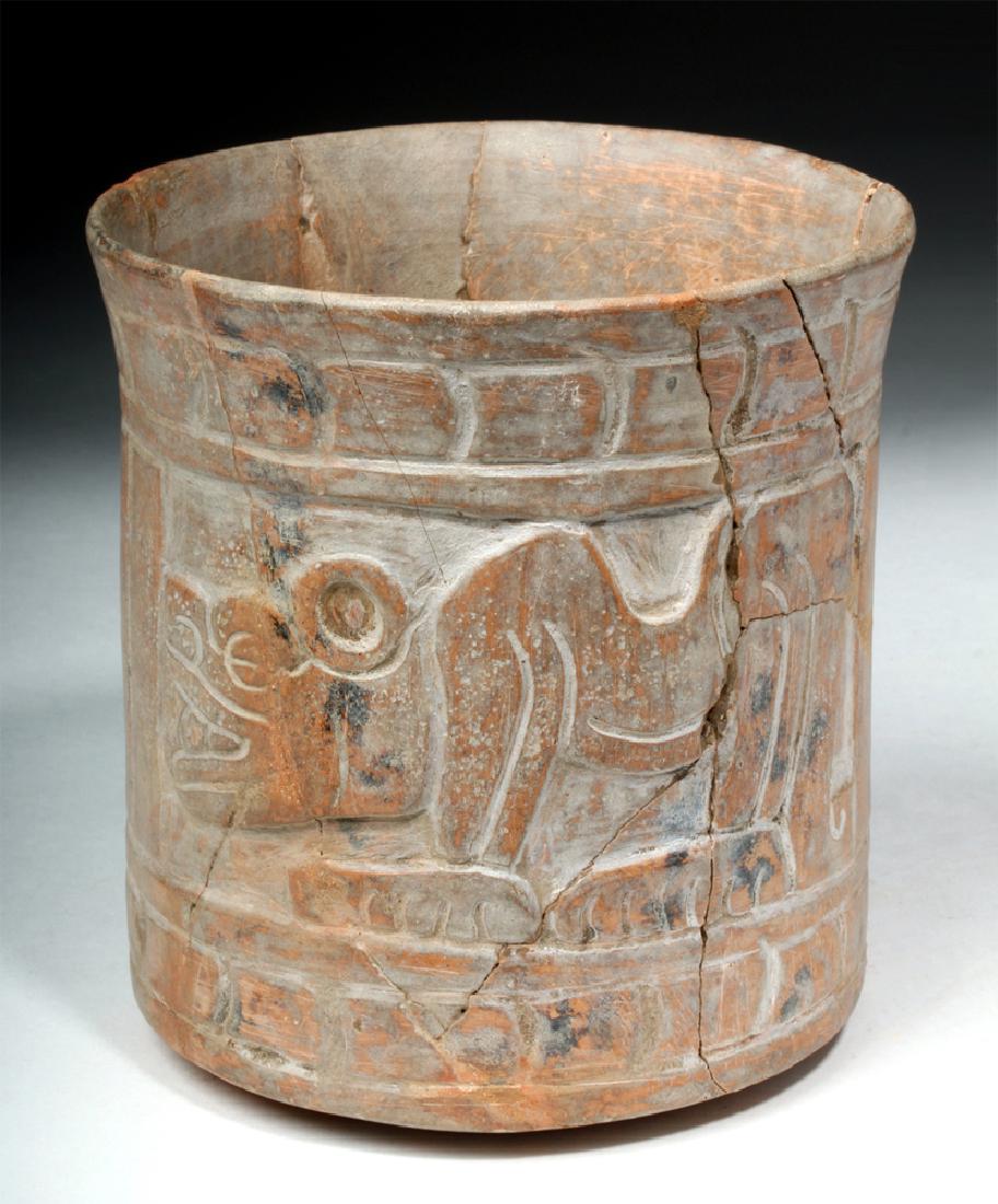 Mayan Carved Orangeware Cylinder w/ Jaguars (1 of 6)