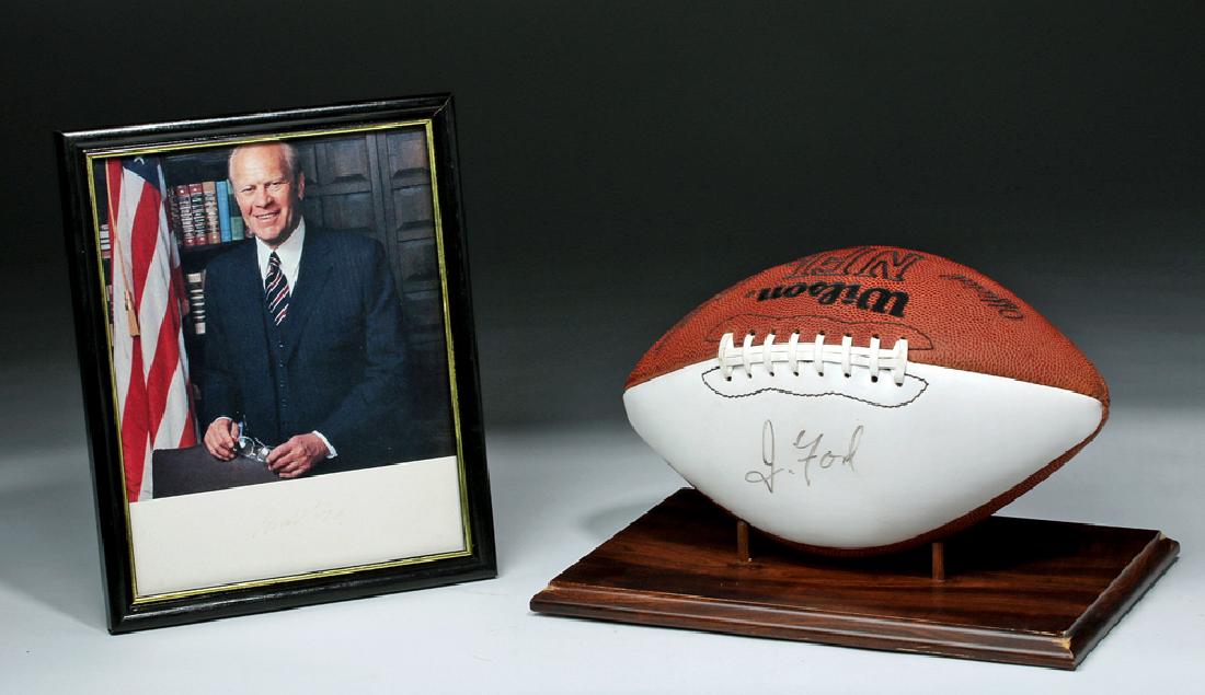 Signed Gerald Ford Photo and Football (1 of 4)