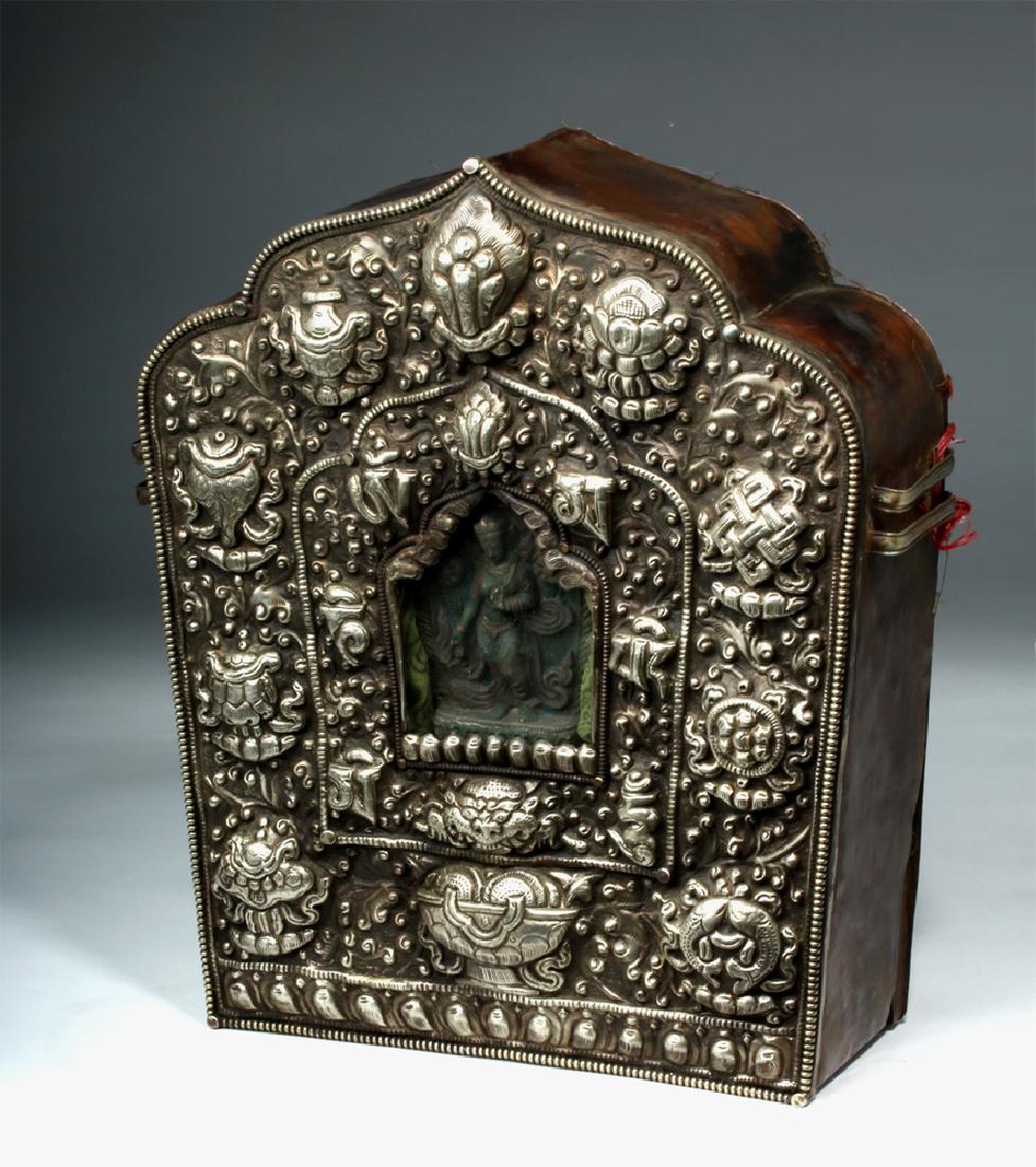 Large / Early 20th C. Tibetan Gau with Green Buddha (1 of 9)