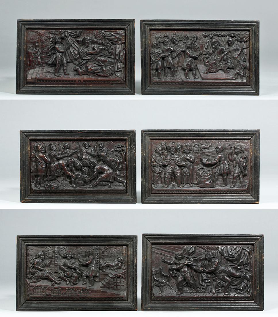 Six 18th C. European Wood Biblical / Historical Scenes (1 of 3)
