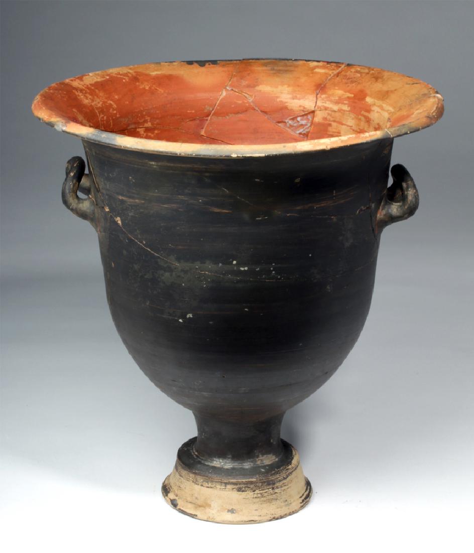 Very Large Greek Pottery Blackware Bell Krater