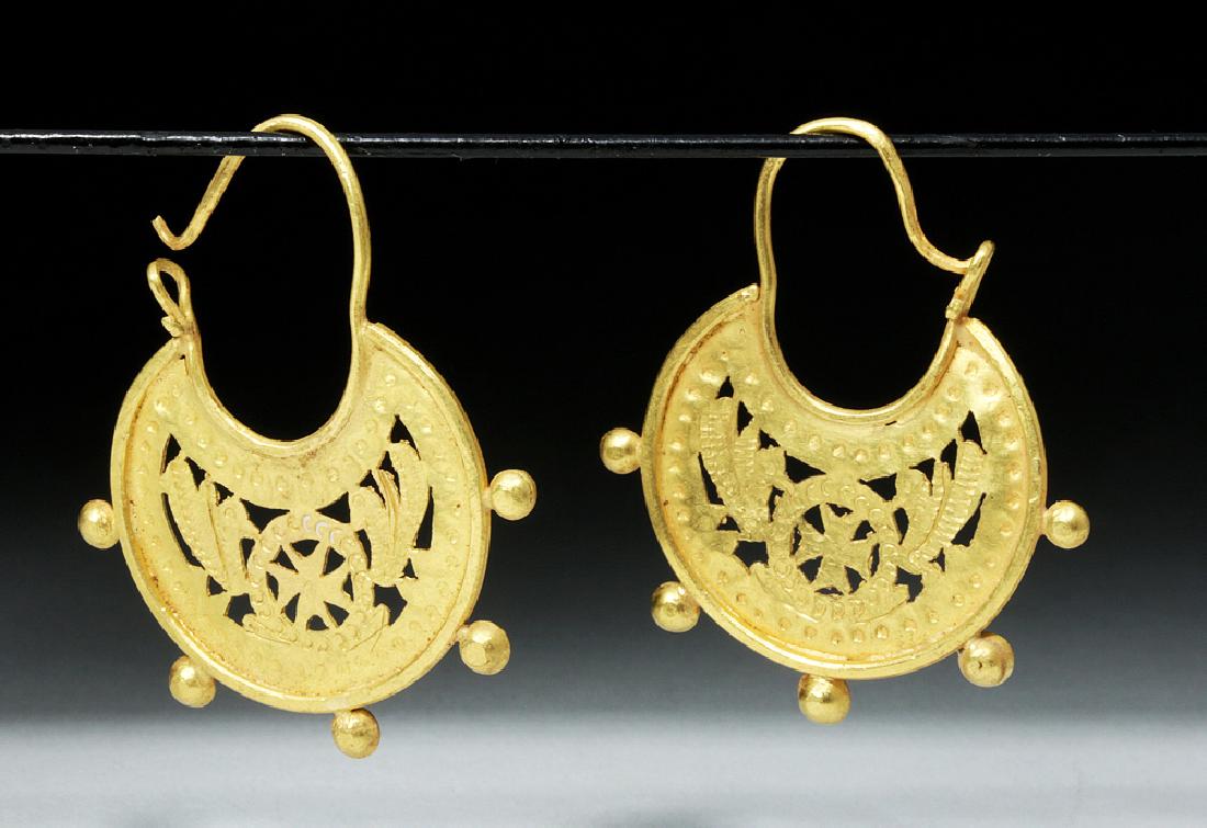 Gorgeous Byzantine 18 Karat Gold Earrings - 10.3 g (1 of 2)