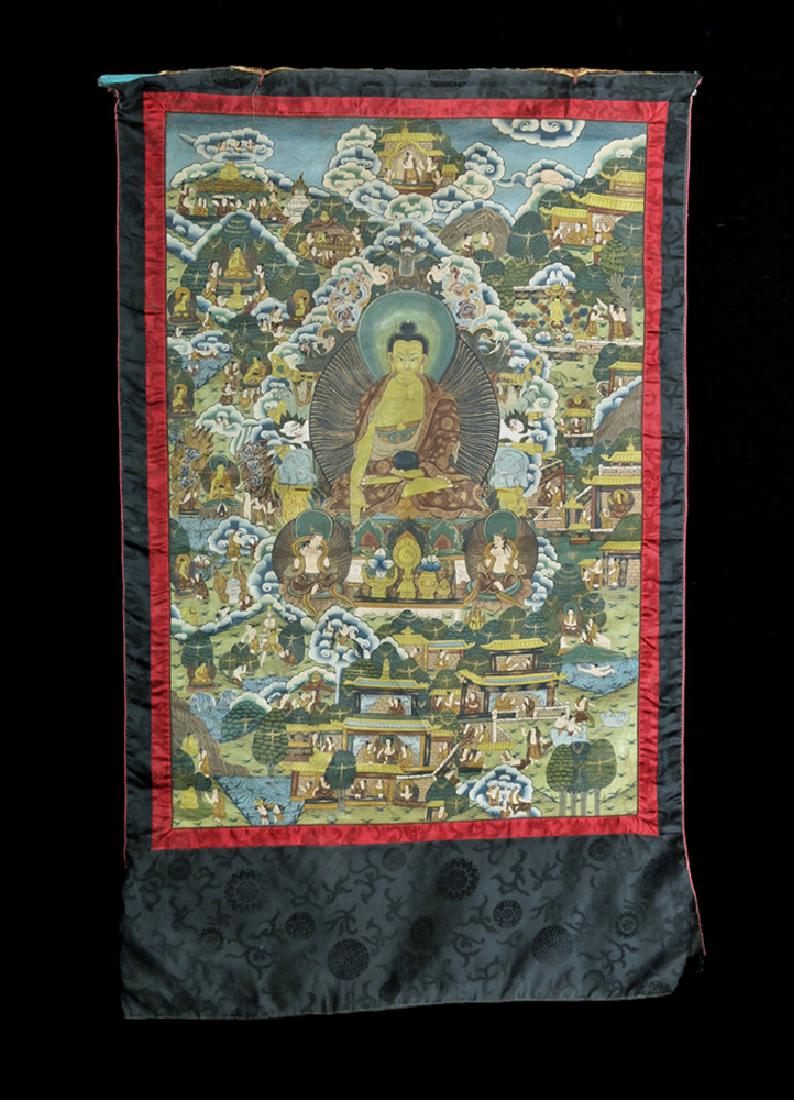 Early 20th C. Tibetan Thangka - Life of Buddha (1 of 8)