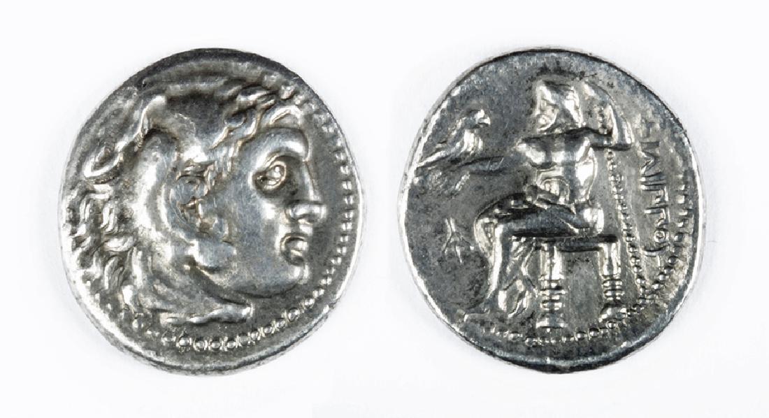 Choice Drachm of Philip III - Macedon: Kings of Macedon, Philip III, 323 to 317 BCE, AR drachm, 4.0 grams. OBVERSE: Head of Herakles right, wearing lionskin. REVERSE: Zeus seated left on throne, holding eagle in his right hand and scepter 