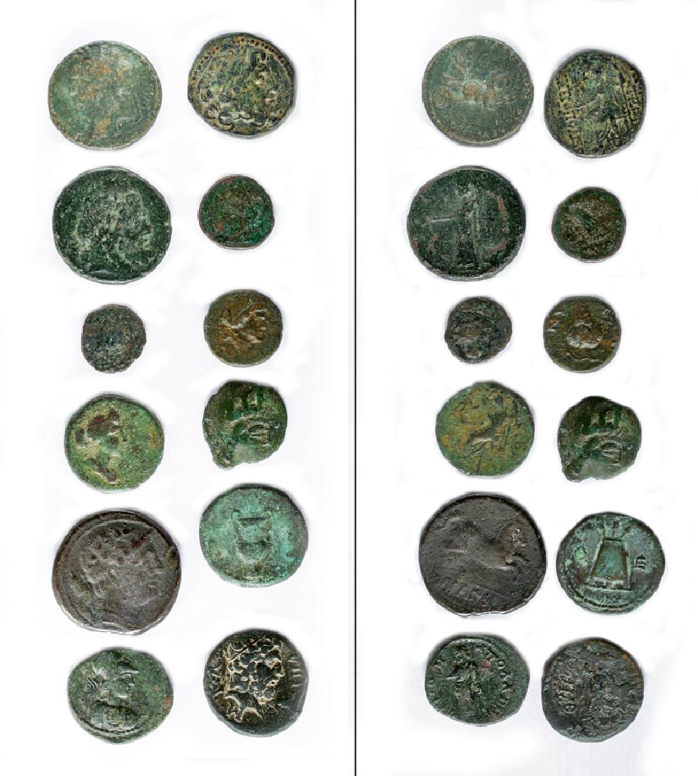 Twelve Assorted Greek & Roman Colonial Bronze Coins (1 of 3)