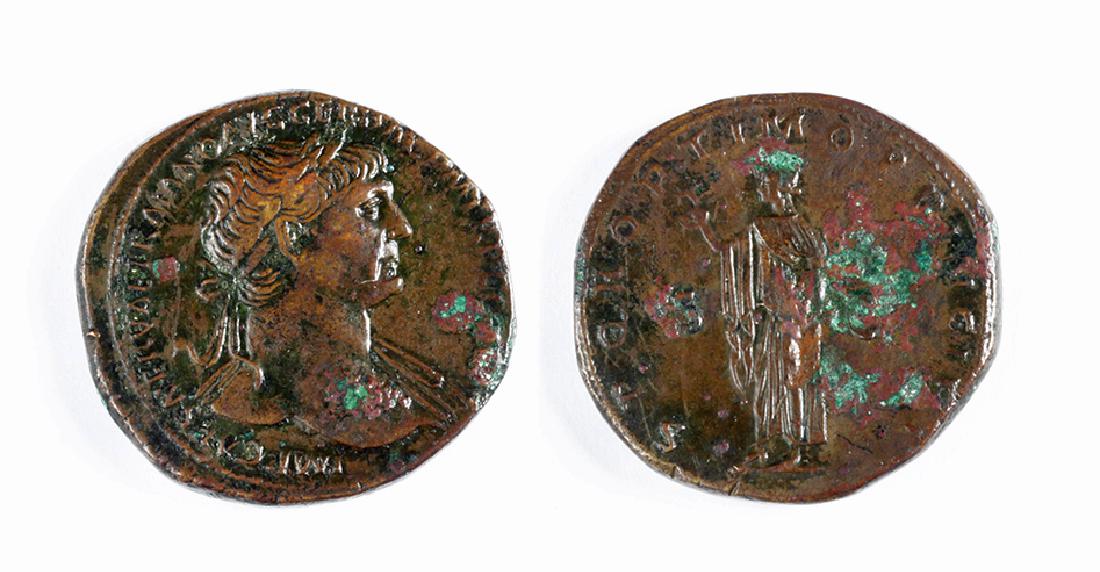 Lovely Dark Brown Sestertius of Trajan - Spes (1 of 3)