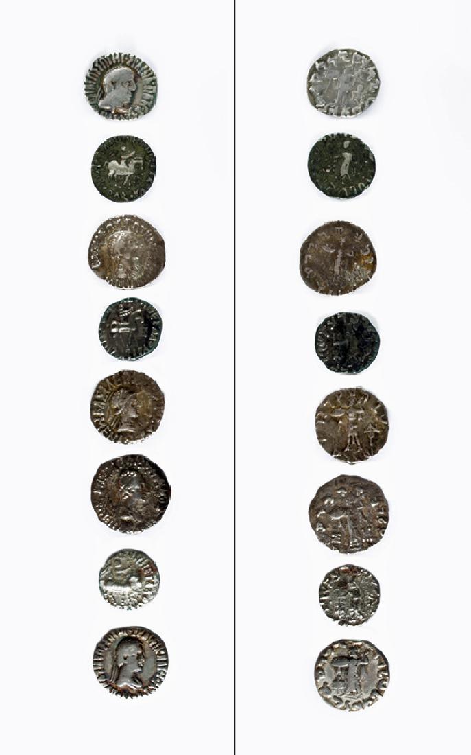 Lot of Eight Silver Indo-Greek Coins (1 of 3)