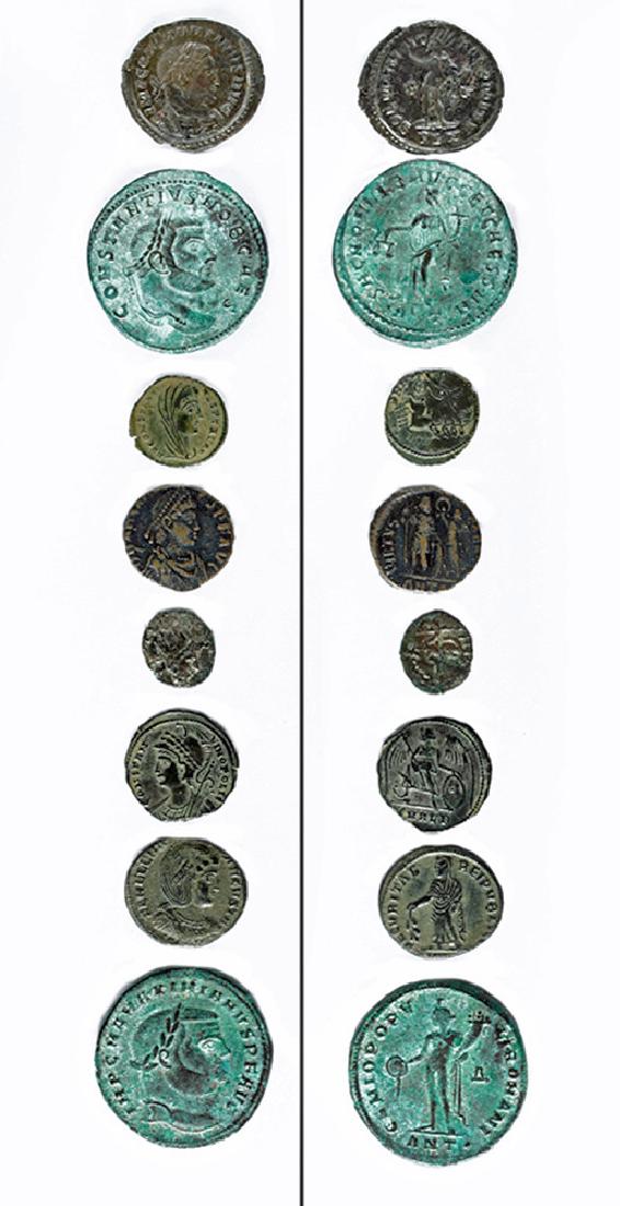 Lot of Eight Roman Empire Bronze Coins (1 of 3)