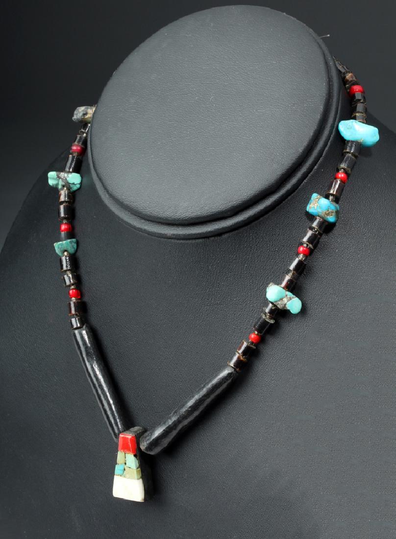 Native American Turquoise, Jet & Coral Necklace (1 of 4)