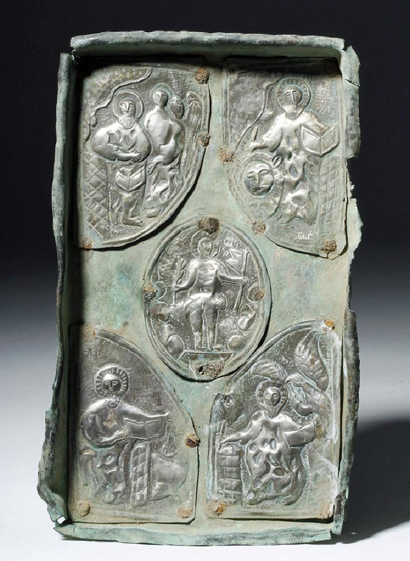 15th C. European Copper / Silver Tray, Four Evangelists (1 of 5)