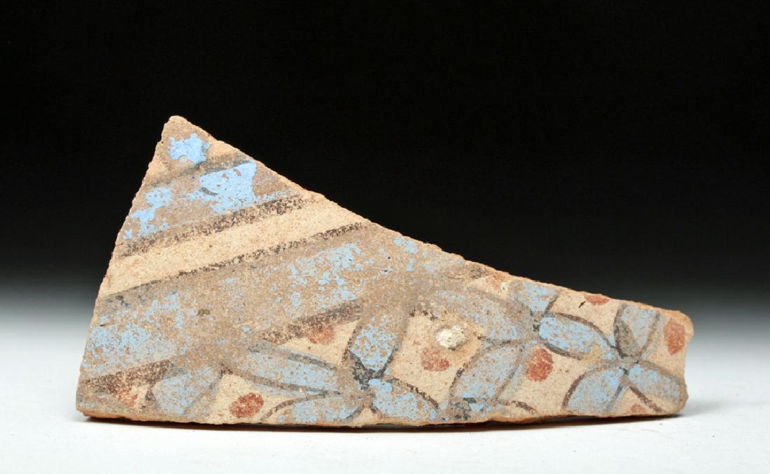 Egyptian Amarna Polychrome Fragment - Blue Flowers (1 of 4)