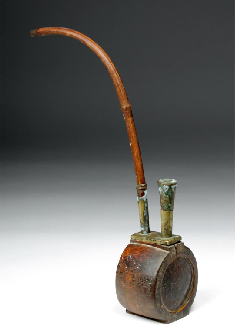 19th C. Southeast Asian Wood / Bronze Opium Pot (1 of 7)