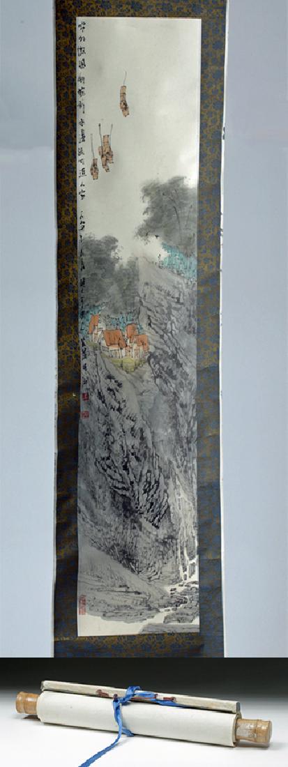19th C. Chinese Qing Dynasty Painted Watercolor Scroll (1 of 7)