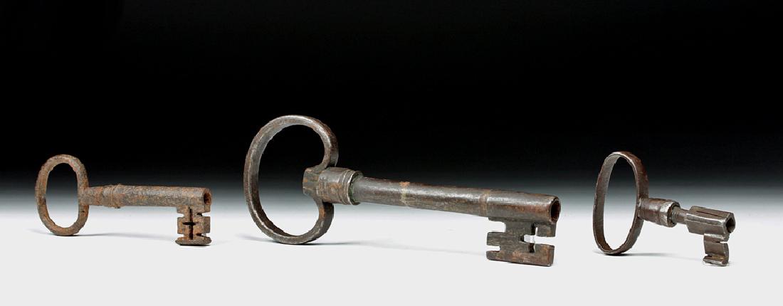 Trio of 17th c. European Iron Keys (1 of 4)