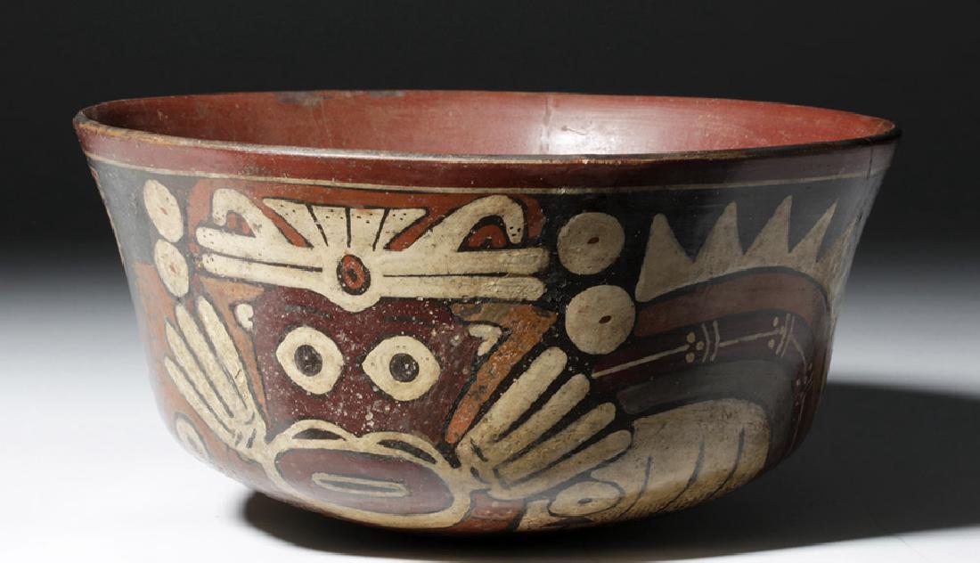 Large / Fine Nazca Polychrome Bowl - Feline Deity (1 of 6)