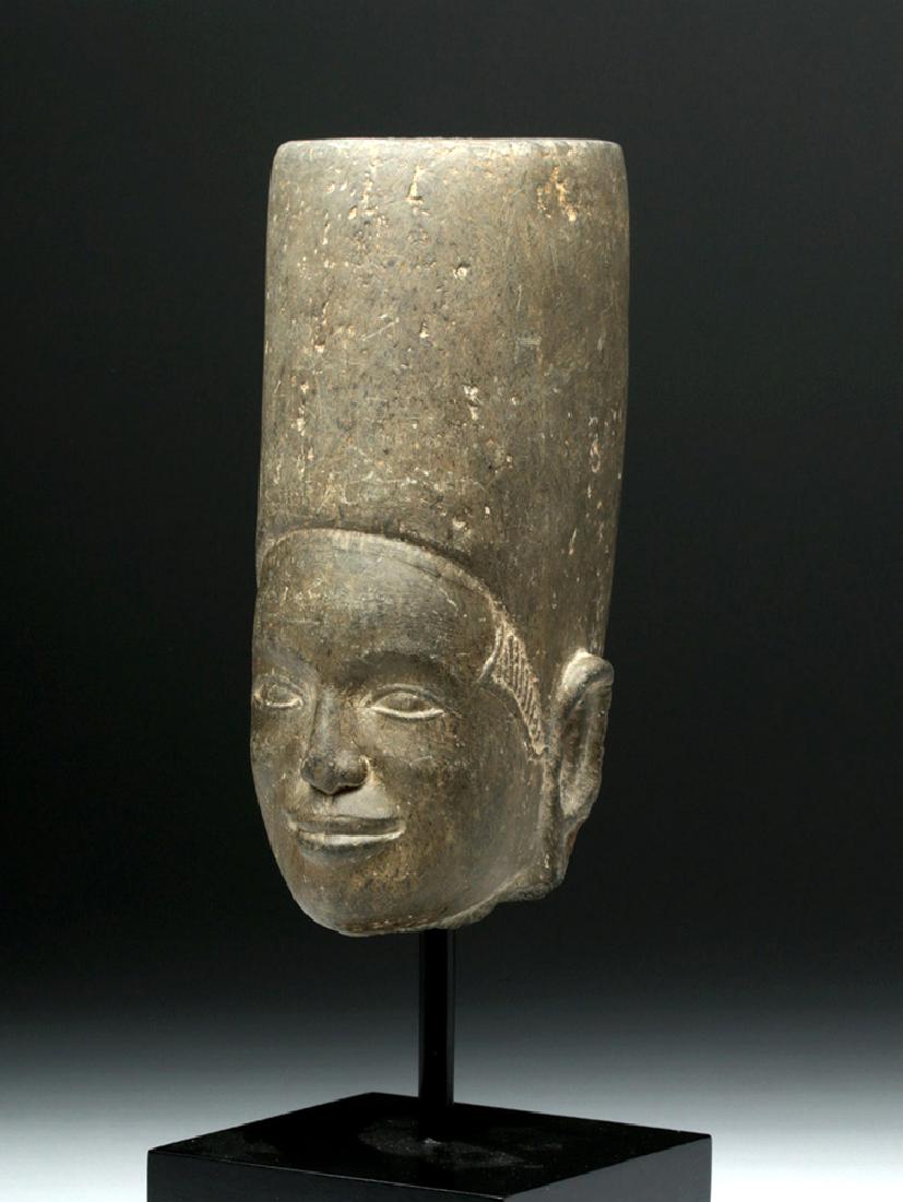 19th C. Cambodian Grey Schist Bust - Vishnu (1 of 5)
