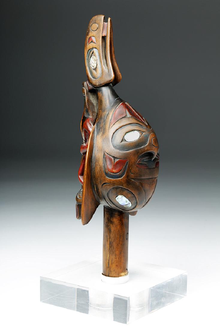 20th C Pacific Northwest Wood Ceremonial Raven Rattle - 7