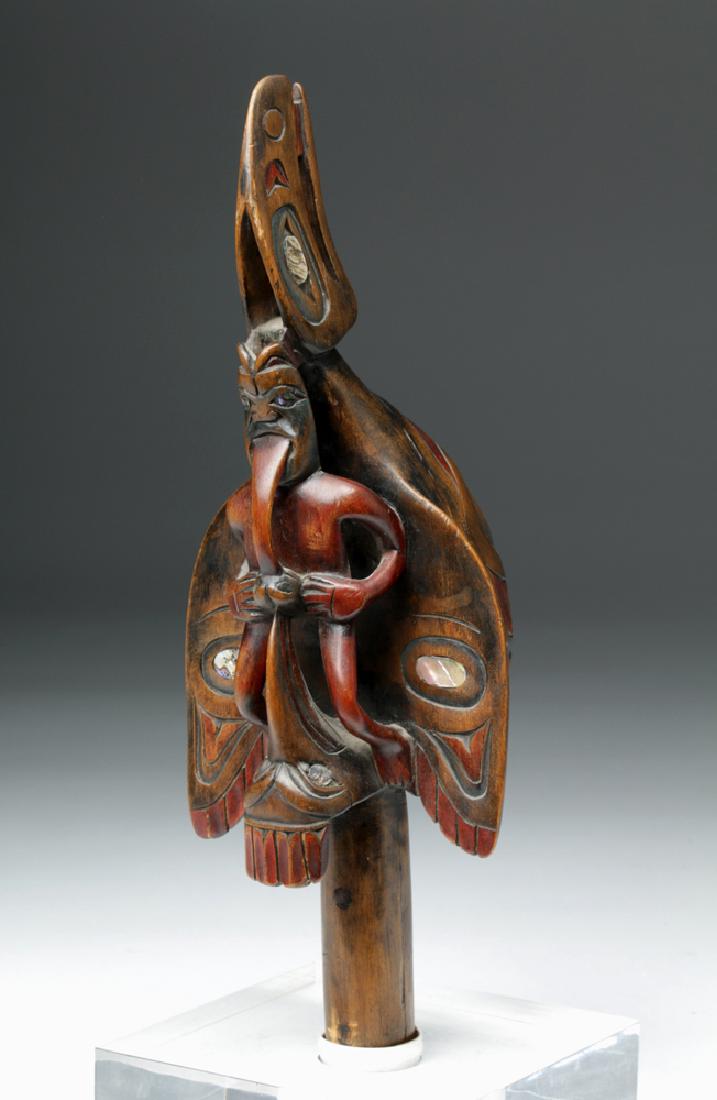 20th C Pacific Northwest Wood Ceremonial Raven Rattle - 8
