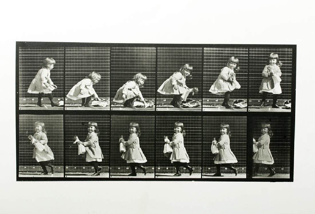 1887 Muybridge Collotype, "Little Girl Walking": Eadweard Muybridge (American born in England, 1830-1904), "Little Girl Walking" - plate 481 from "Animal Locomotion". Philadelphia: University of Pennsylvania, 1887. An endearing collotype of 12 freez