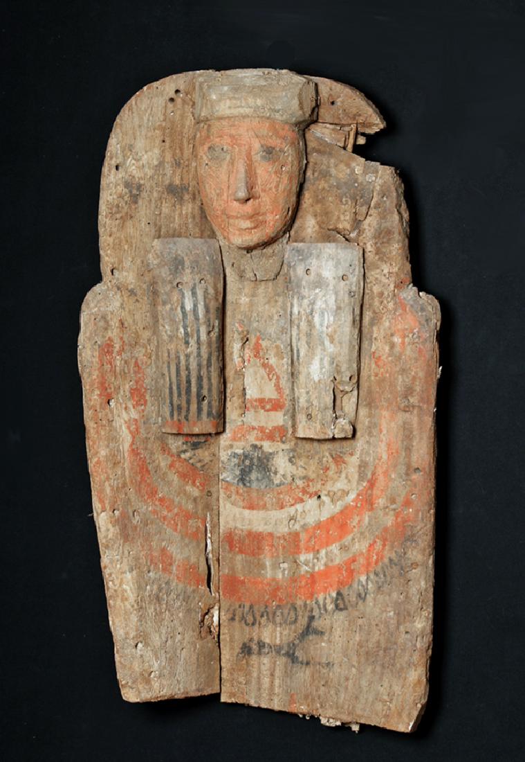 Huge Egyptian Wood Sarcophagus Bust Mummy's Coffin