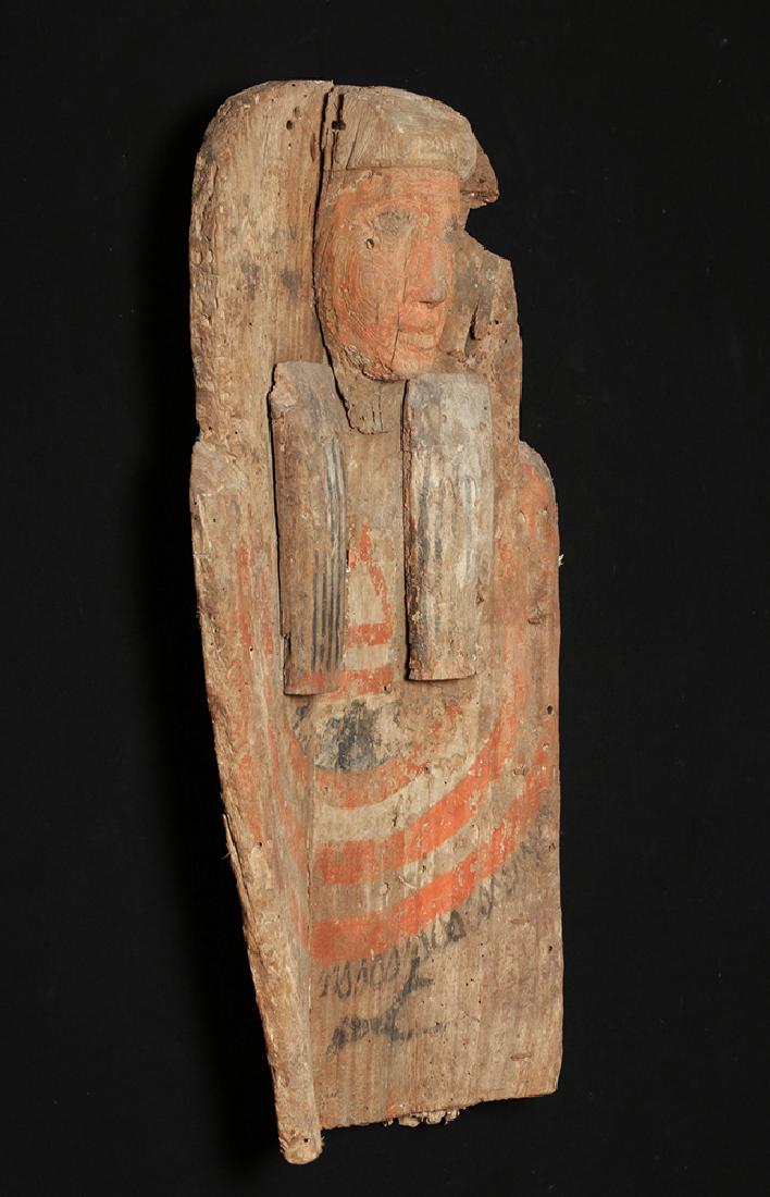 Huge Egyptian Wood Sarcophagus Bust Mummy's Coffin - 2