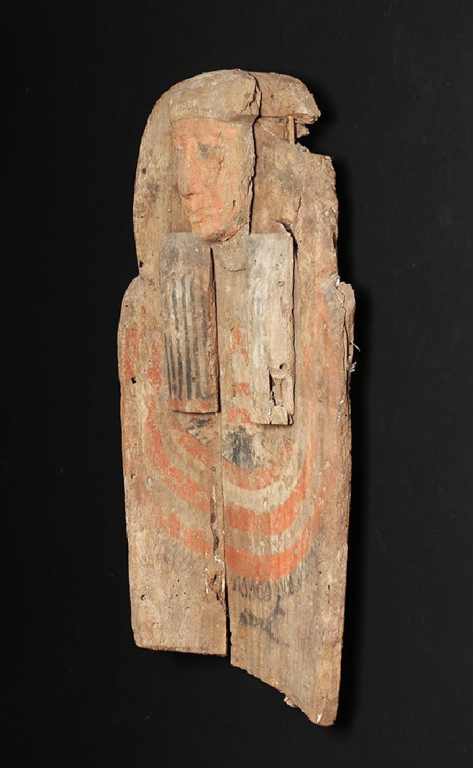 Huge Egyptian Wood Sarcophagus Bust Mummy's Coffin - 3