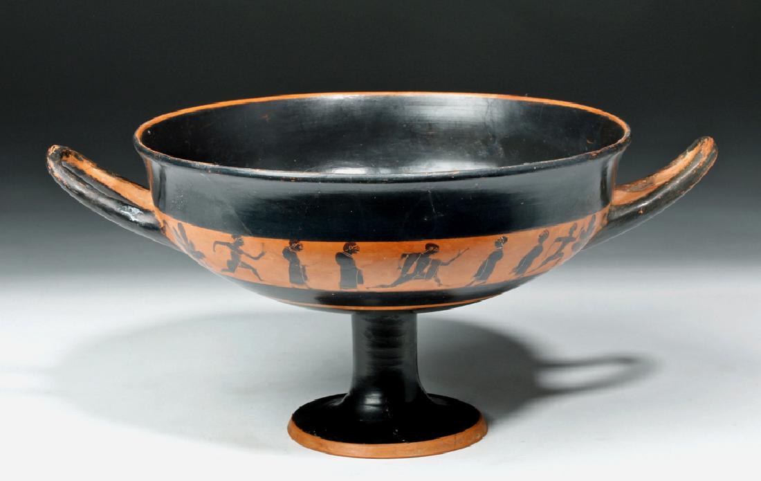 Greek Attic Black-Figure Pottery Kylix w/ 7 Figures