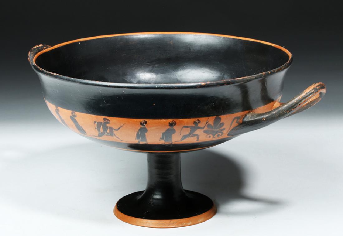 Greek Attic Black-Figure Pottery Kylix w/ 7 Figures - 2