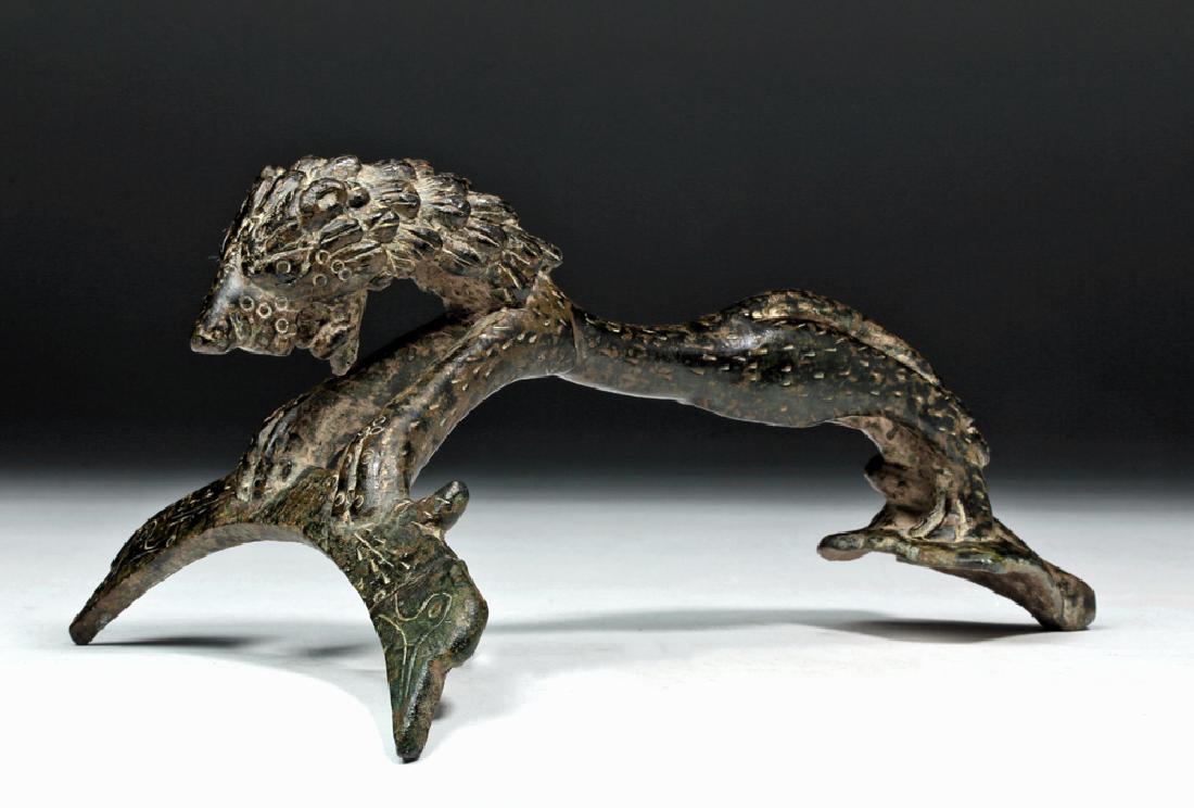 Persian / Sassanian  Bronze Pitcher Handle w/  Lion (1 of 9)