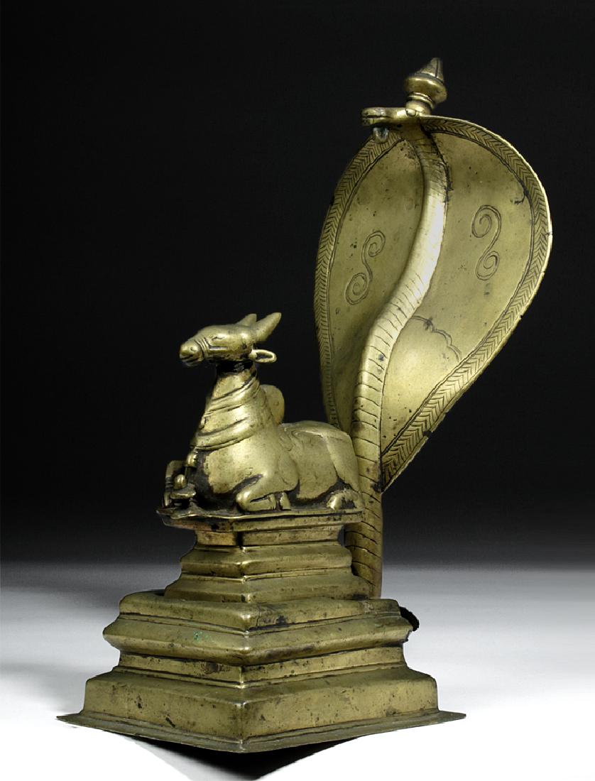 18th C. Indian Bronze Nandi w/ Sheshanaga the Serpent (1 of 8)