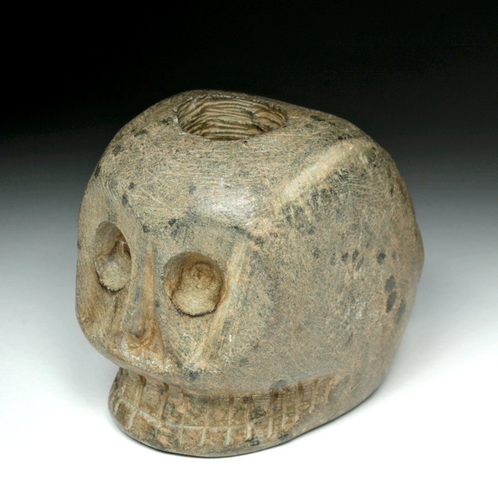 Native American Woodlands Stone Skull Pipe (1 of 7)