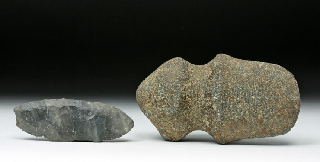 Pair of Native American Stone Tools - Axe & Arrowhead (1 of 3)