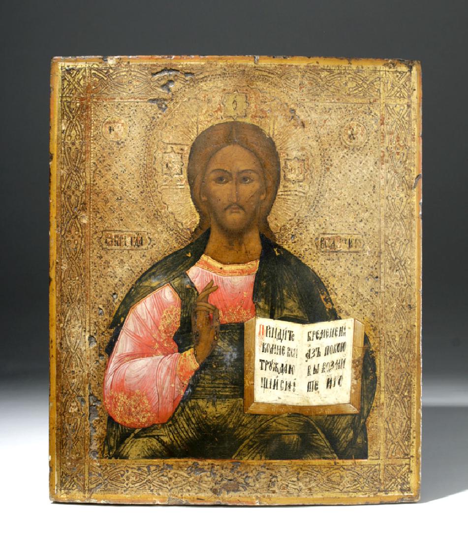 19th C. Russian Icon - Christ Pantocrator (1 of 7)