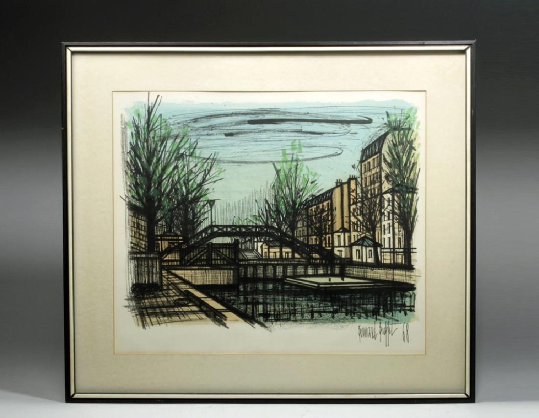 French Lithograph by Bernard Buffet - Canal St. Martin (1 of 5)