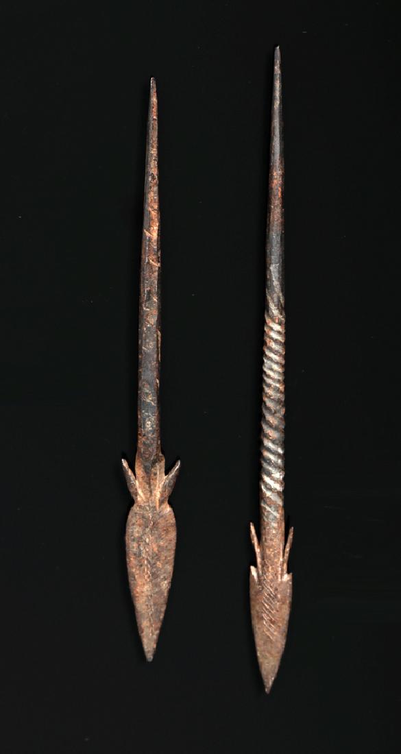 Pair of 18th C. Nigerian Bura Iron Arrow Points (1 of 2)