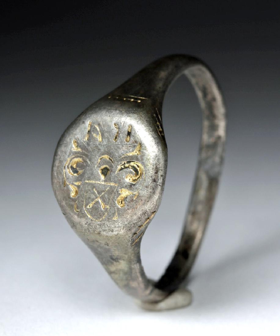 Viking Silver Ring w/ Gold Inlays & Runes - 5.6 grams (1 of 3)