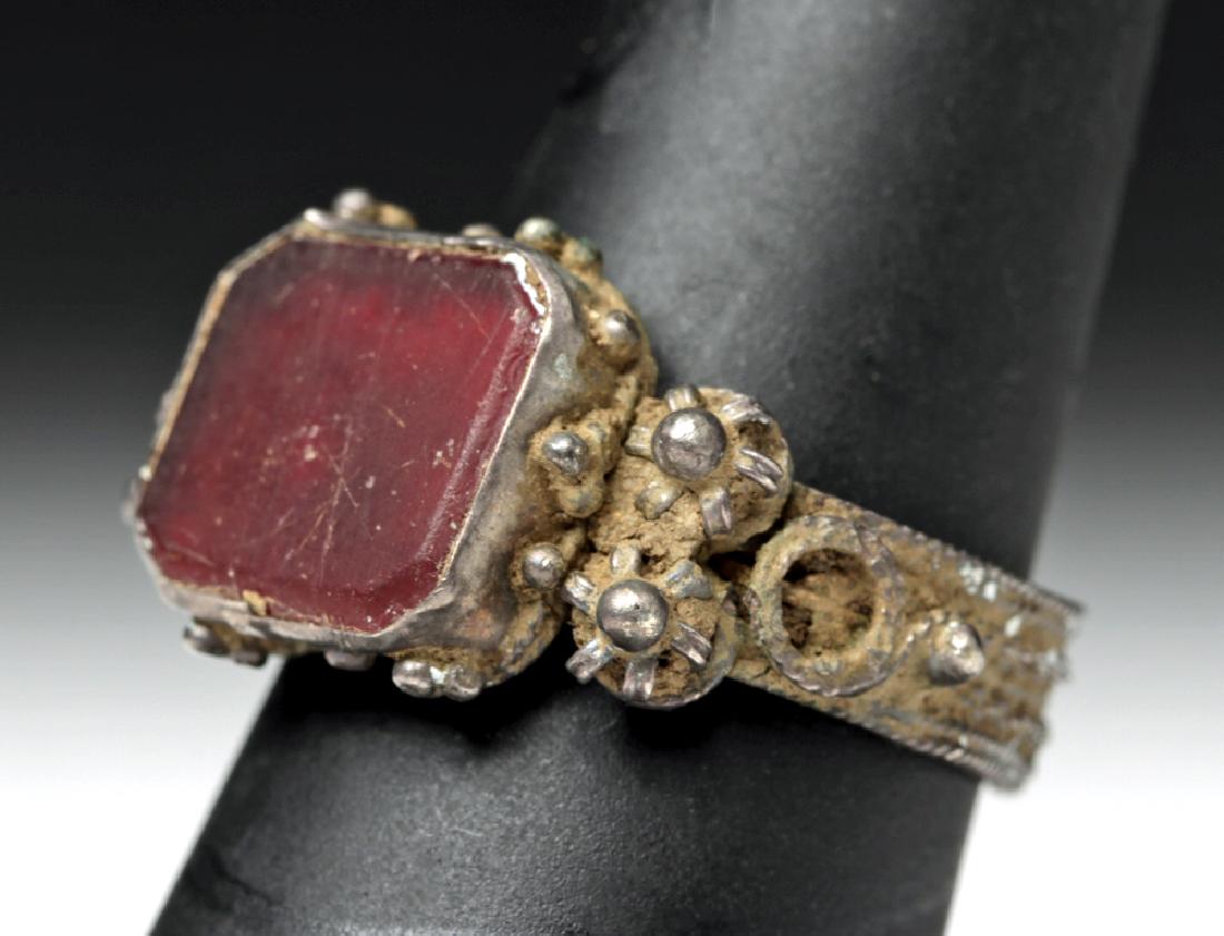 Byzantine Silver & Carnelian Ring - 4.2 grams (1 of 5)