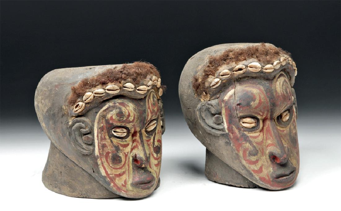 Pair of 20th C. Papua New Guinea Wood Trophy Heads (1 of 6)