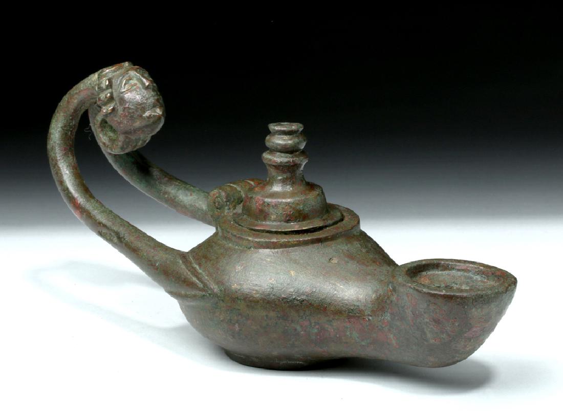 Stunning Roman Bronze Oil Lamp - Male's Head (1 of 7)