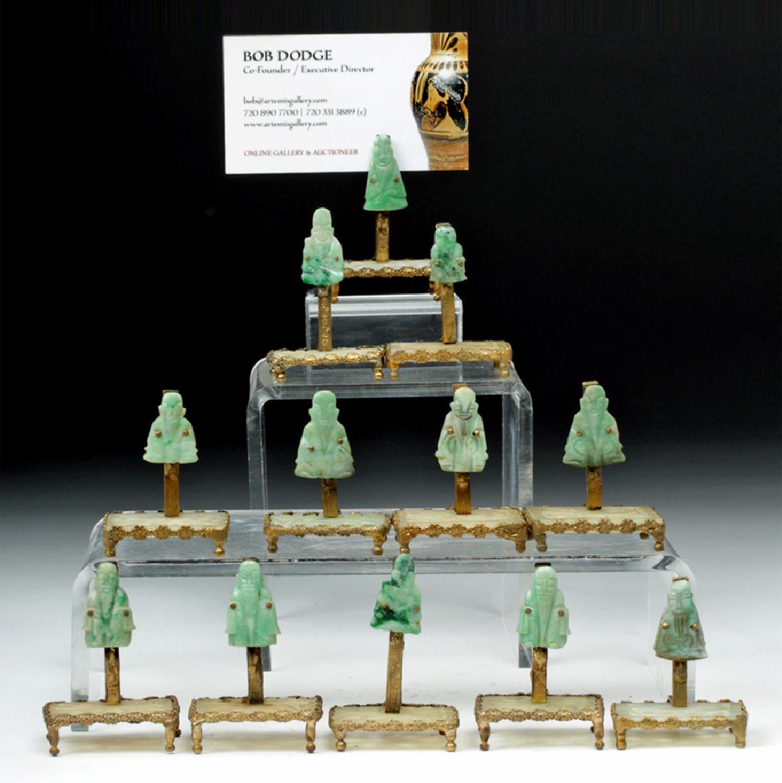 Set of 12 Early 20th C. Chinese Jade Placecard Holders (1 of 9)