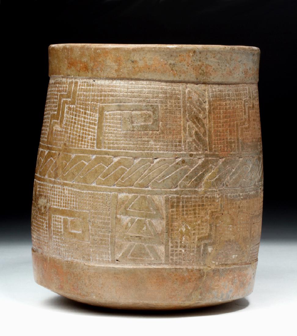 Fine Mayan Incised Pottery Cylinder w/ Geometrics (1 of 6)