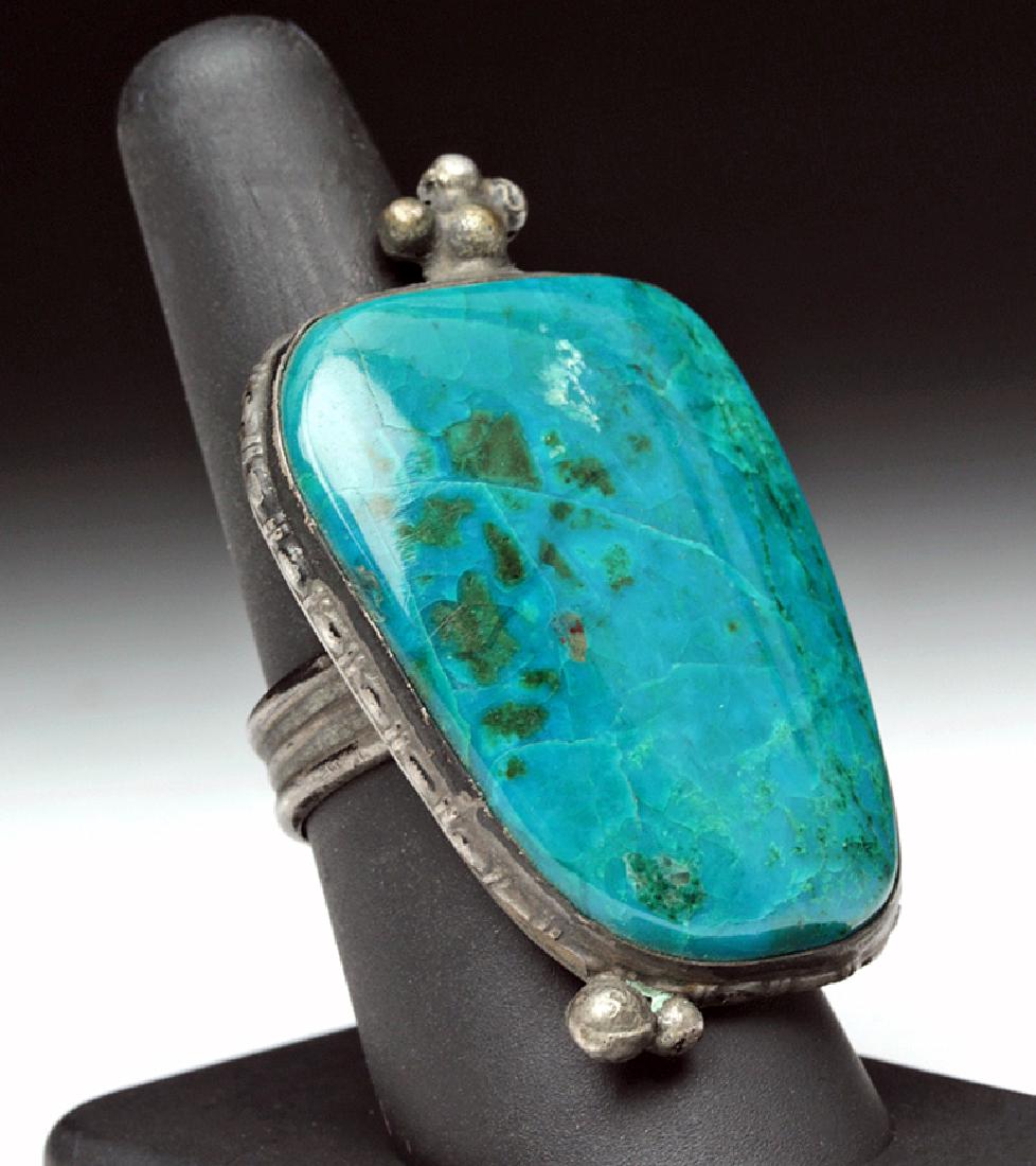 Early 20th C. Mexican Silver & Dark Turquoise Ring (1 of 5)