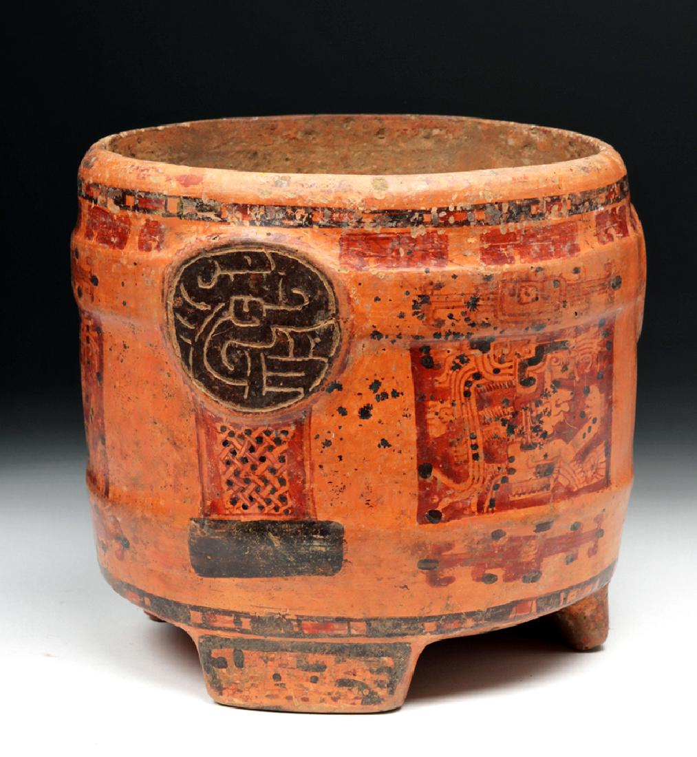 Mayan Tripod Polychrome Cylinder - Kukulkan Symbols (1 of 6)