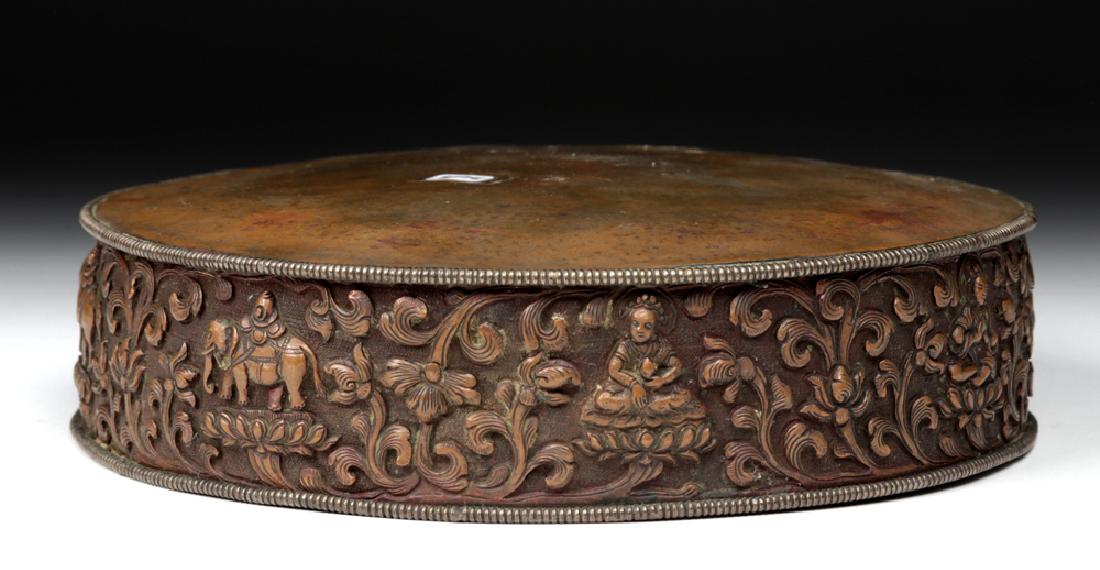 18th C. Tibetan Bronze Vessel Lid (1 of 8)