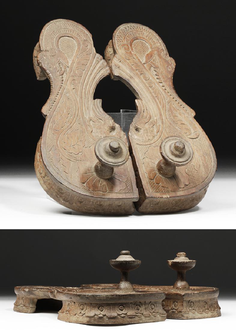 19th C.  India / Sri Lankan Wood Paduka (Sandals) (1 of 7)