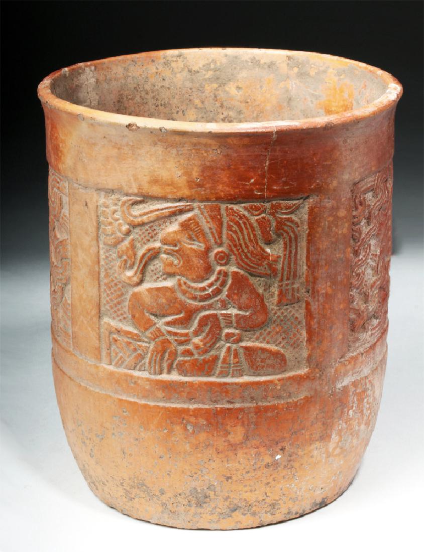 Mayan Carved Orangeware Cylinder - Scribes / Mats (1 of 6)