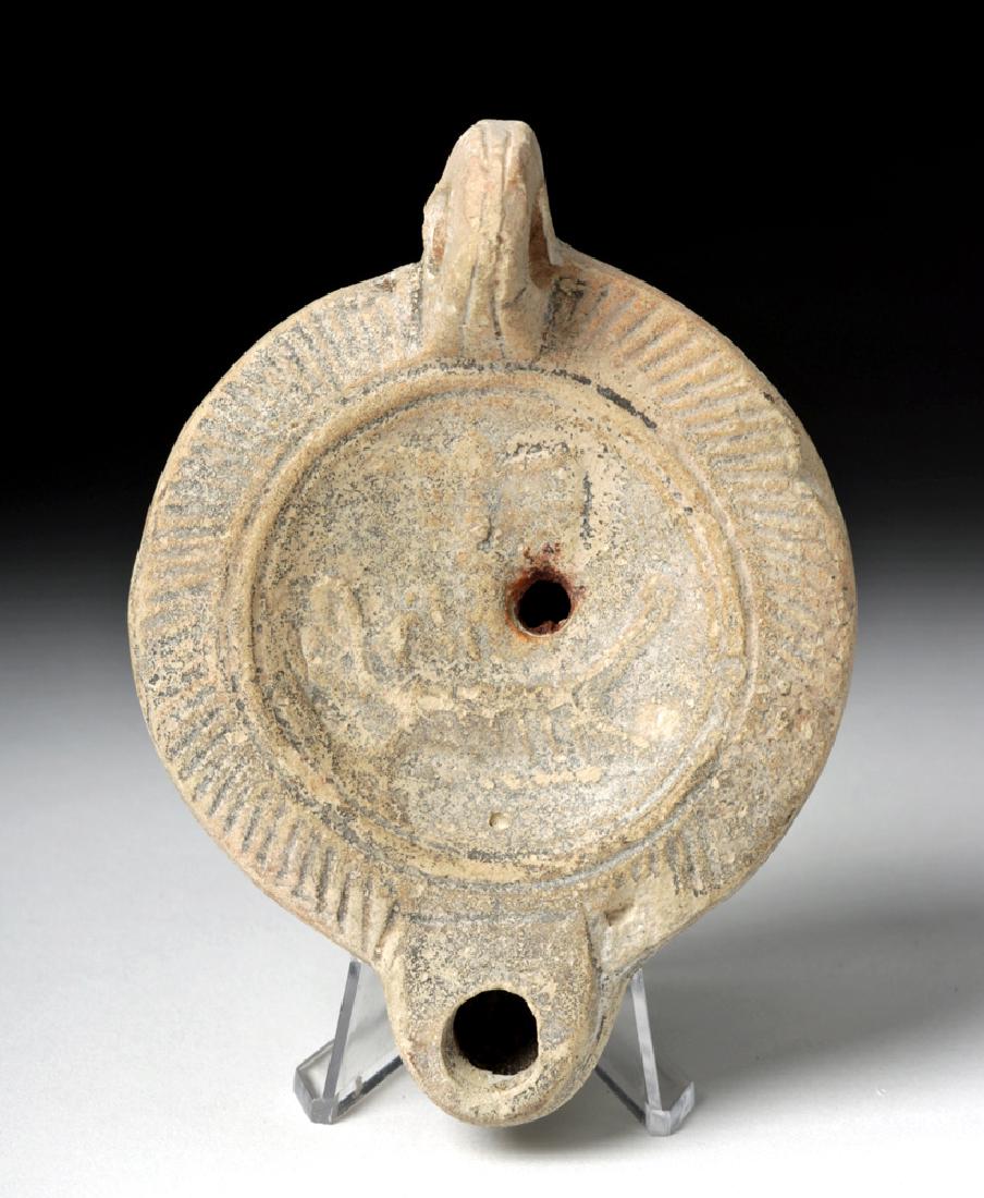 Rare Roman Terracotta Oil Lamp w/ War Ship (1 of 6)
